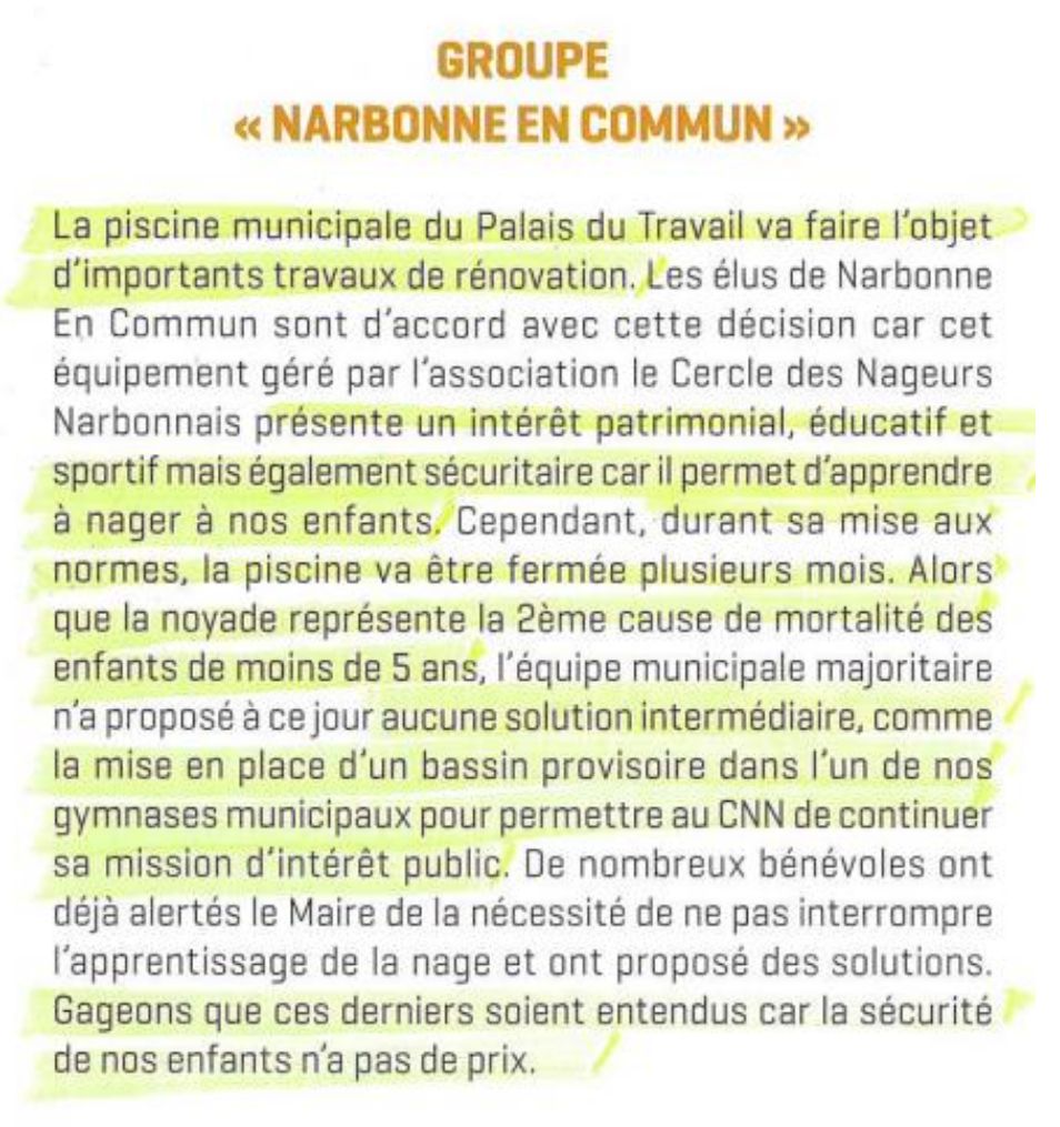 Tribune Narbonne en Commun – 2023